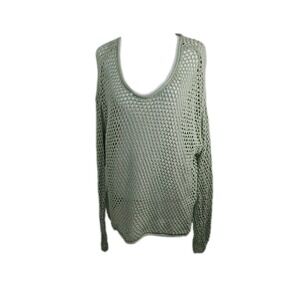 Women's Ulta Flirt Sage Green Net Open Weave Long‎ Sleeve Sweater Size 1X Y2k